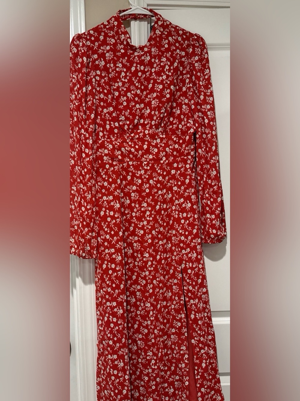 Orange Floral Long Sleeve Maxi Dress
